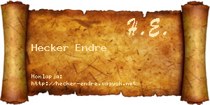 Hecker Endre névjegykártya